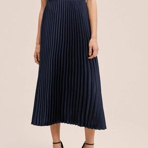 Mango Navy Pleated Skirt